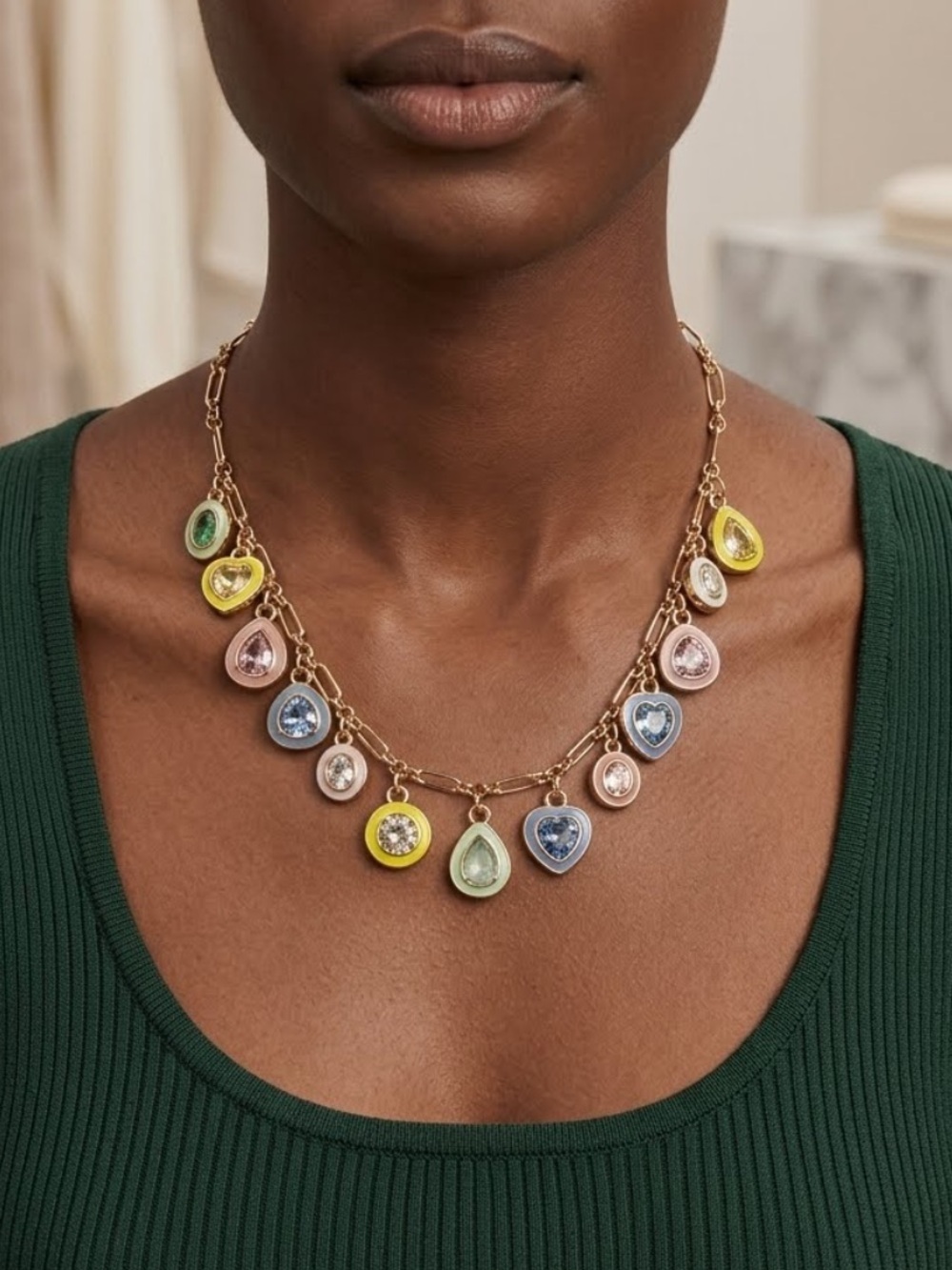 Persimmon Gold-Tone Multicolor Teardrop Charm Necklace
New. Original Box